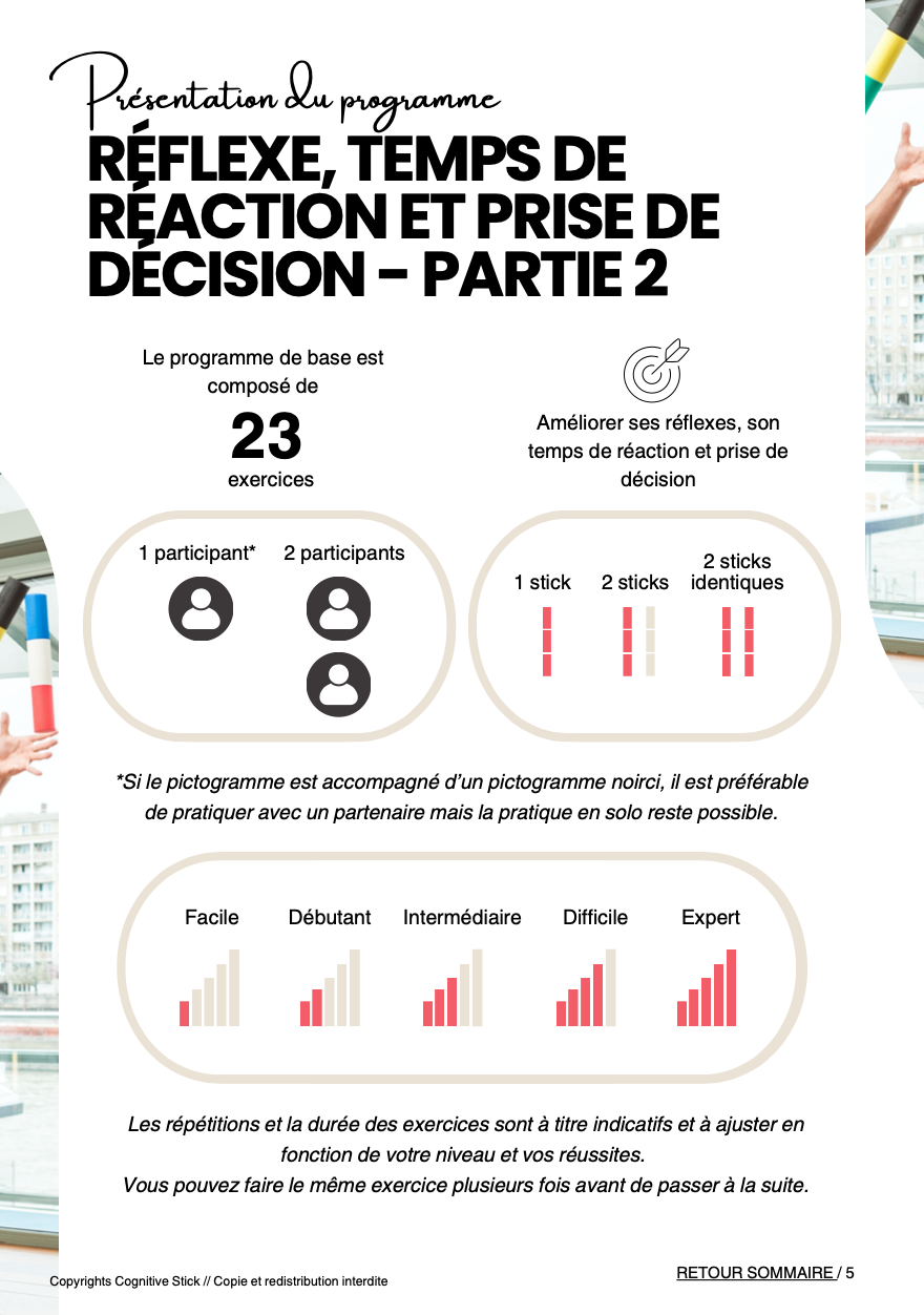 Programme n°2 - Reflex, temps de réaction et prise de décision - Partie 2 | Entrainement - Cognitive Stick