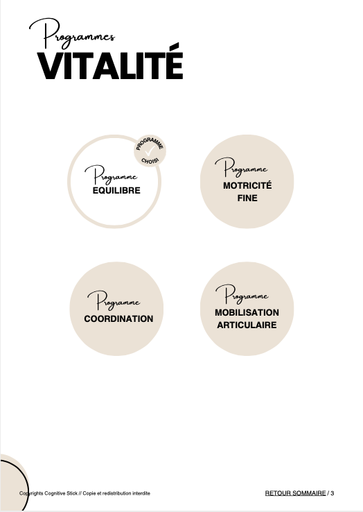 Programme n°1 Équilibre - Partie 2 | Vitalité - Cognitive Stick