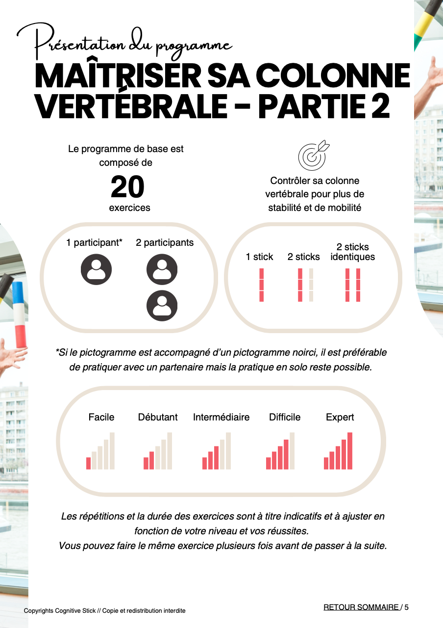 Programme n°4 Maîtriser sa colonne vertébrale - Partie 2 | Entraînement - Cognitive Stick